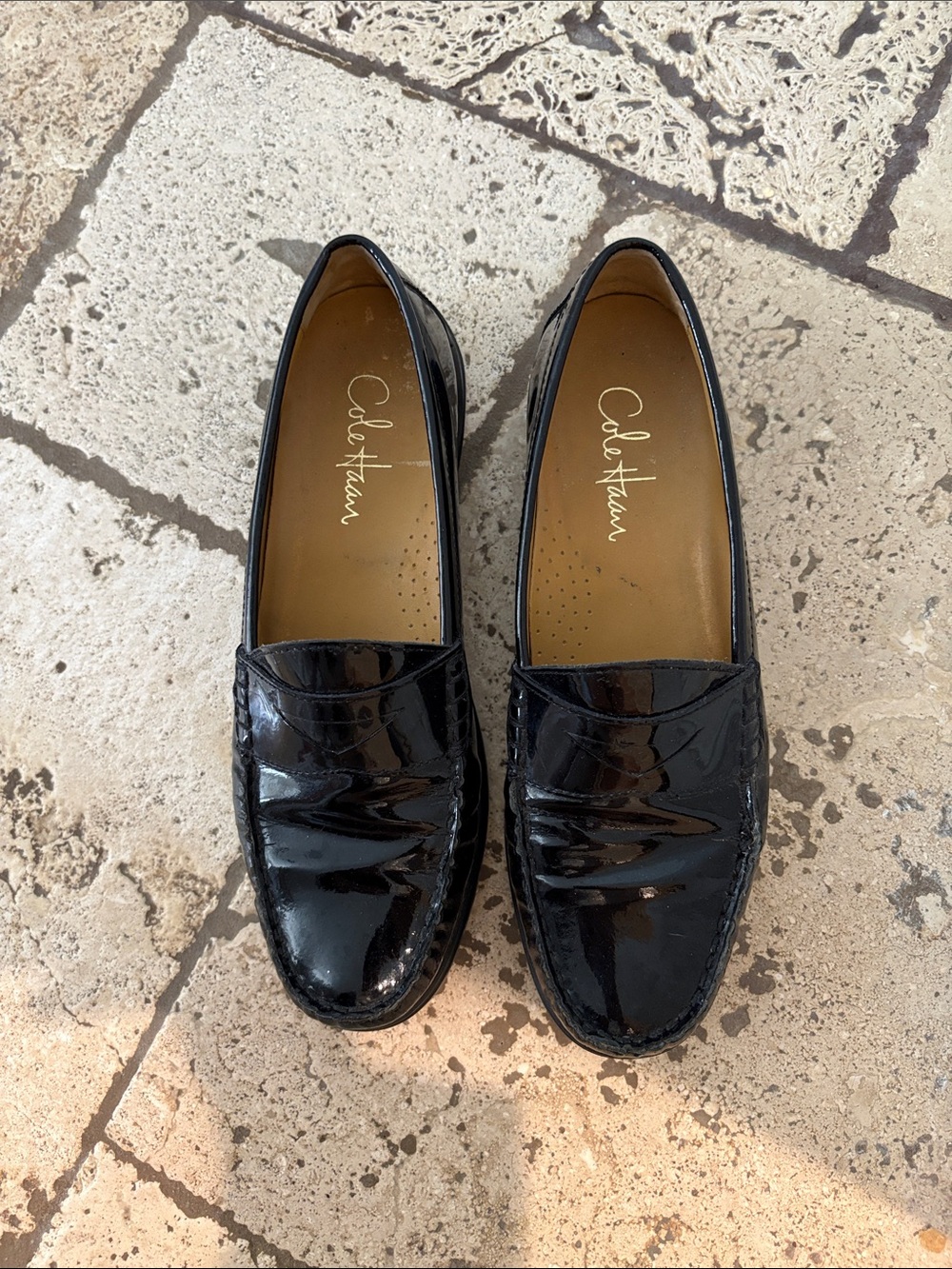 Cole Haan Nike air Black Patent Leather Penny Loafers